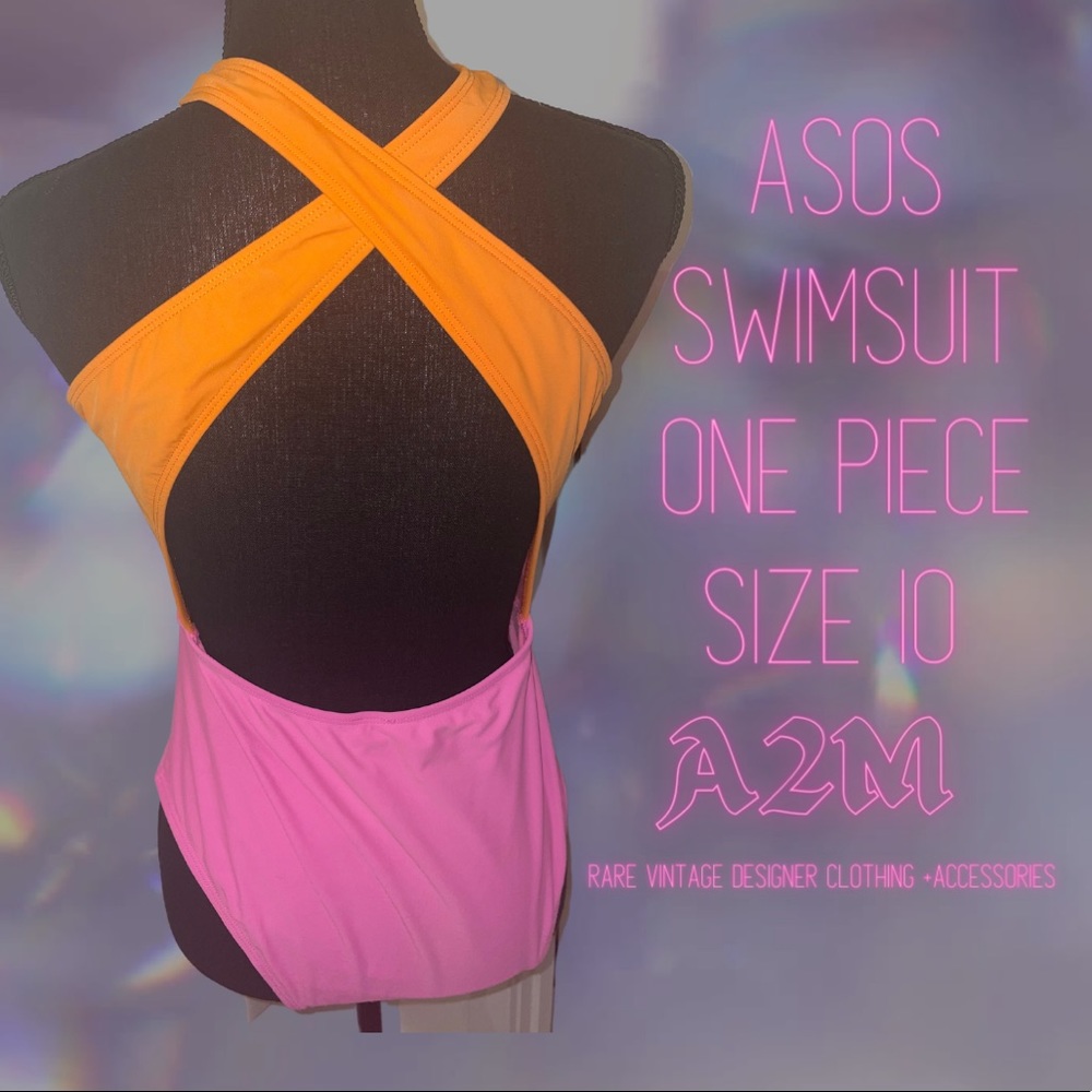 ASOS Colorblock Swimsuit Size 10 - Picture 2 of 8
